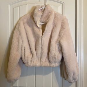 Cream fur coat